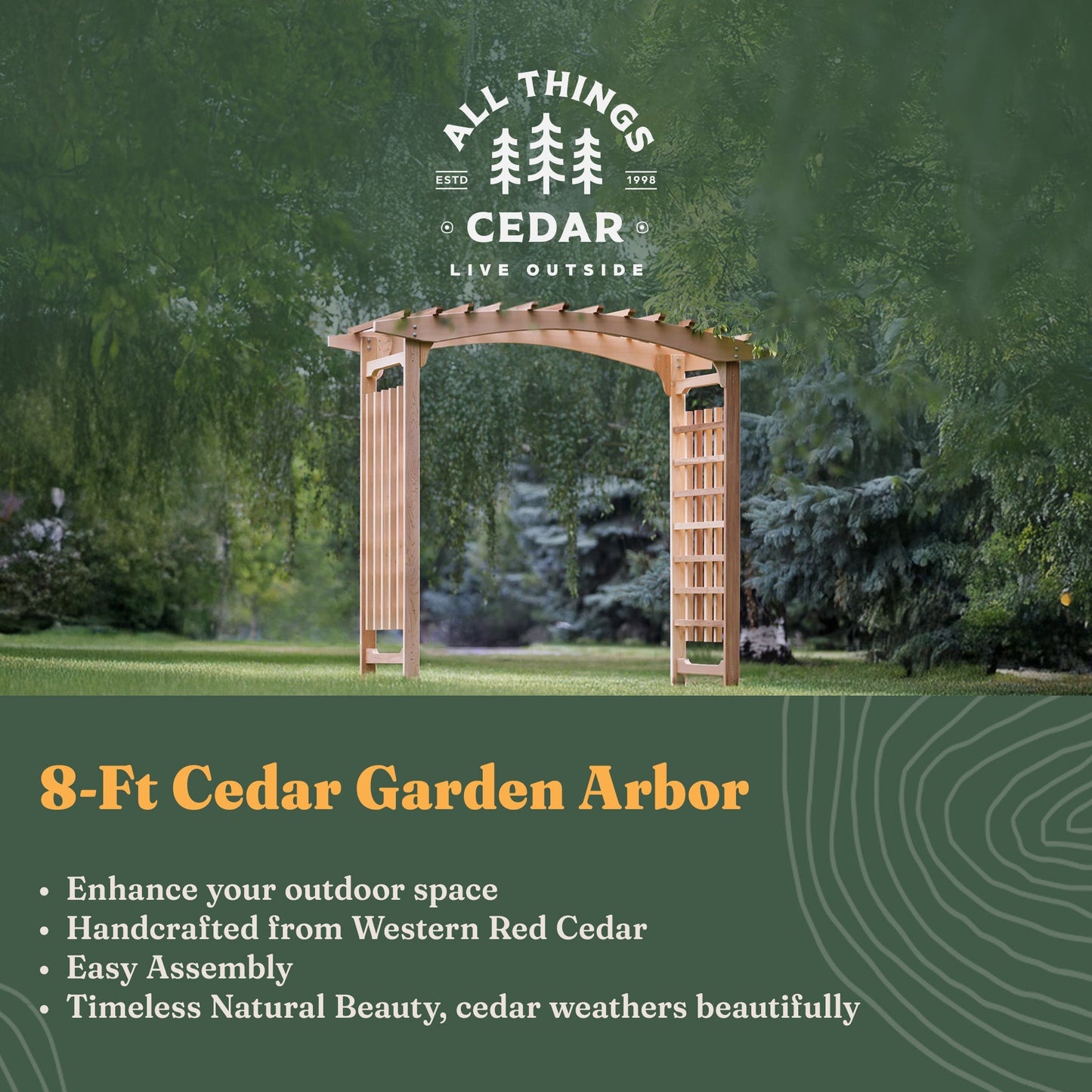 All Things Cedar 8-Foot Pagoda Arbor Garden Arch Trellis for Climbing Plants