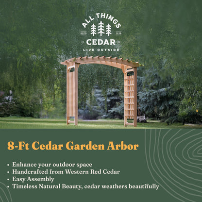 All Things Cedar 8-Foot Pagoda Arbor Garden Arch Trellis for Climbing Plants