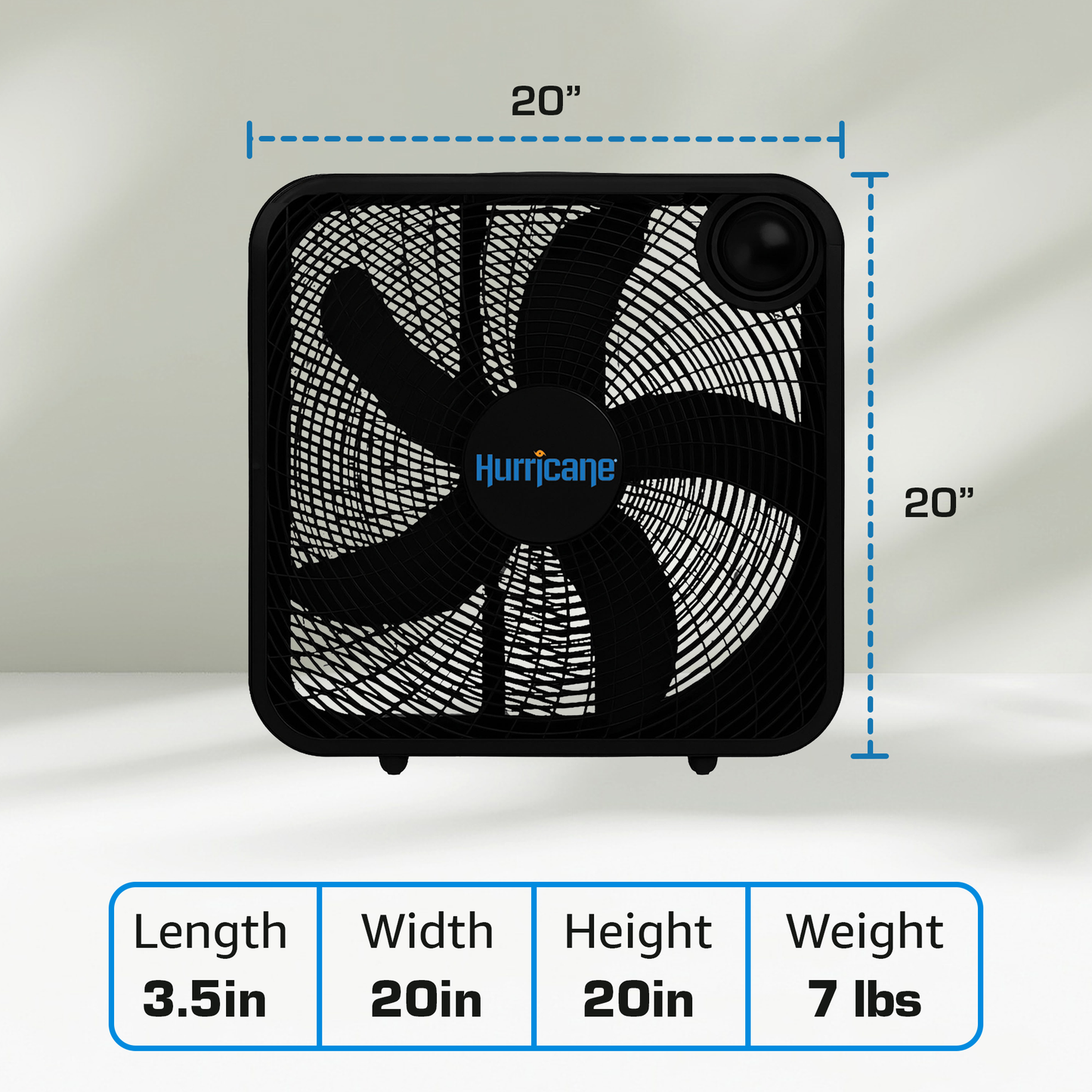 Hurricane 20" Classic Series Floor Box Fan with 3 Speed Settings, Black, 5 Pack