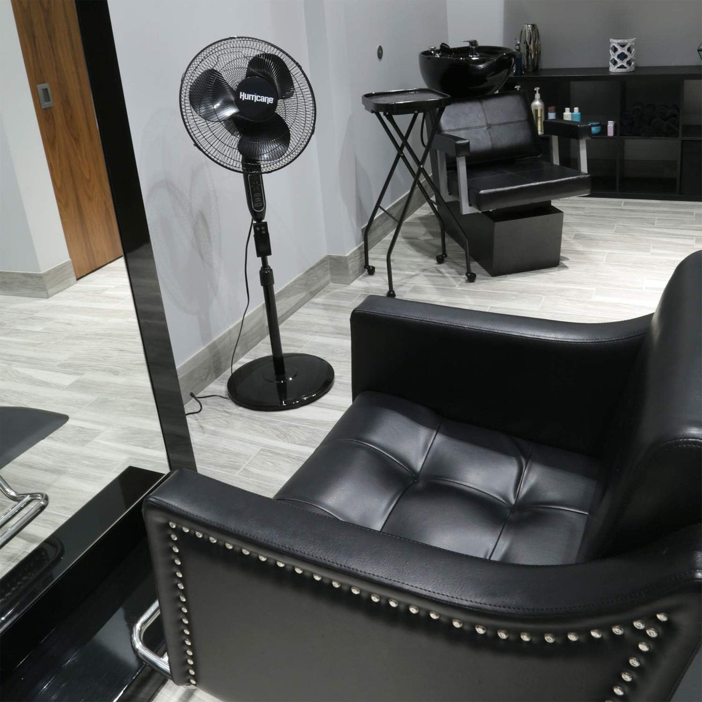 Hurricane Supreme 16" 3 Speed Oscillating Stand Pedestal Fan with Remote, Black