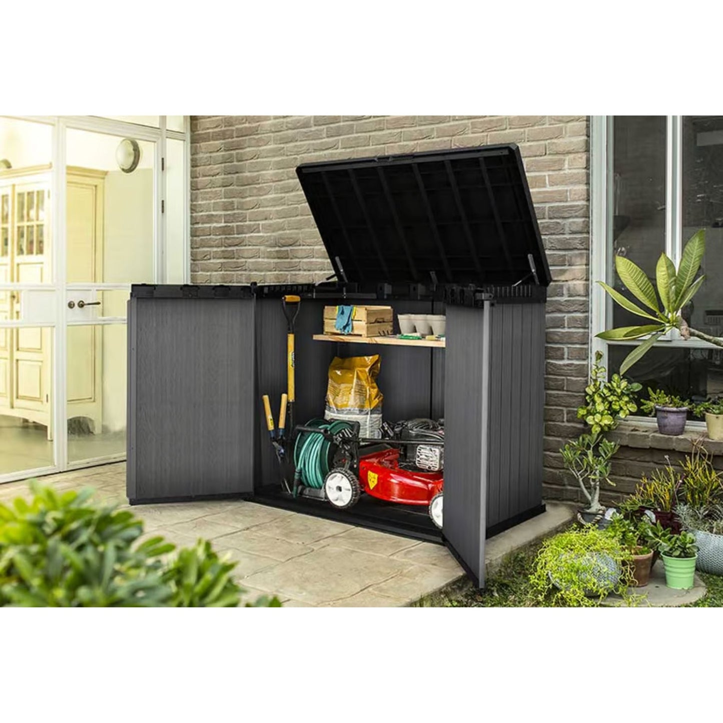 Keter Outdoor Storage Shed, Durable Resin, Compact, Store-It-Out Darwin, Grey