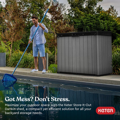 Keter Outdoor Storage Shed, Durable Resin, Compact, Store-It-Out Darwin, Grey