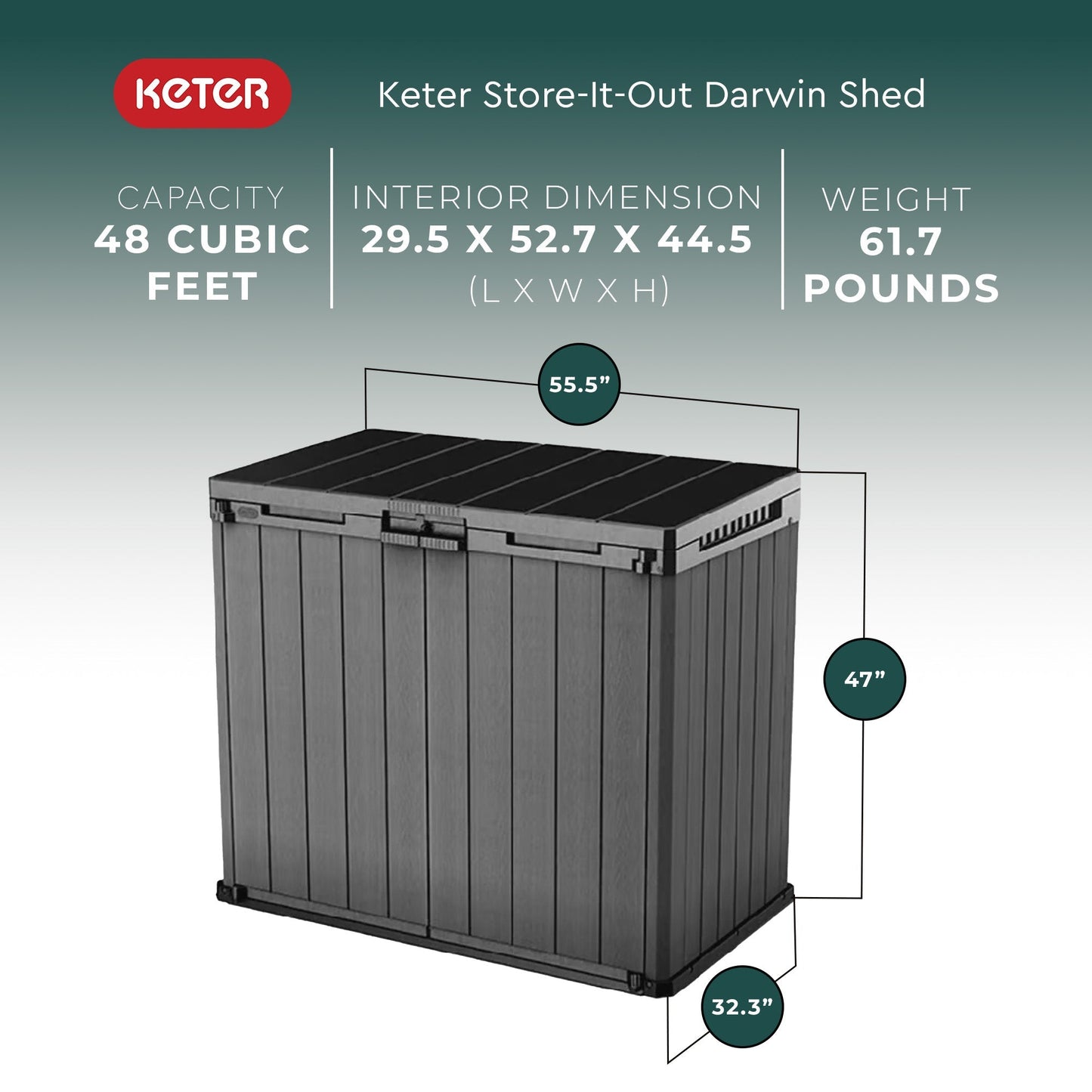 Keter Outdoor Storage Shed, Durable Resin, Compact, Store-It-Out Darwin, Grey