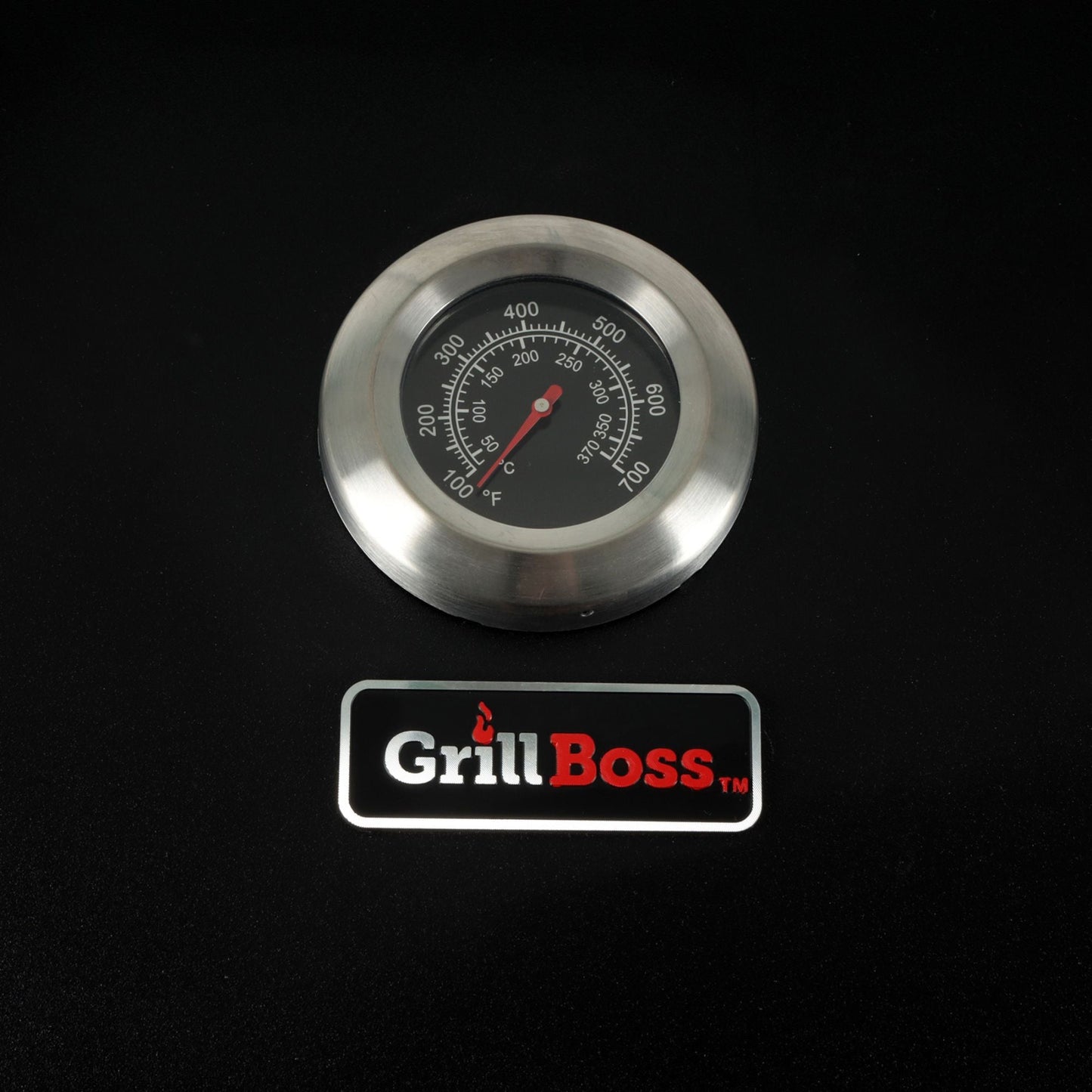 Grill Boss 32 Inch Charcoal BBQ Grill, Side Shelves, Built In Thermometer, Black