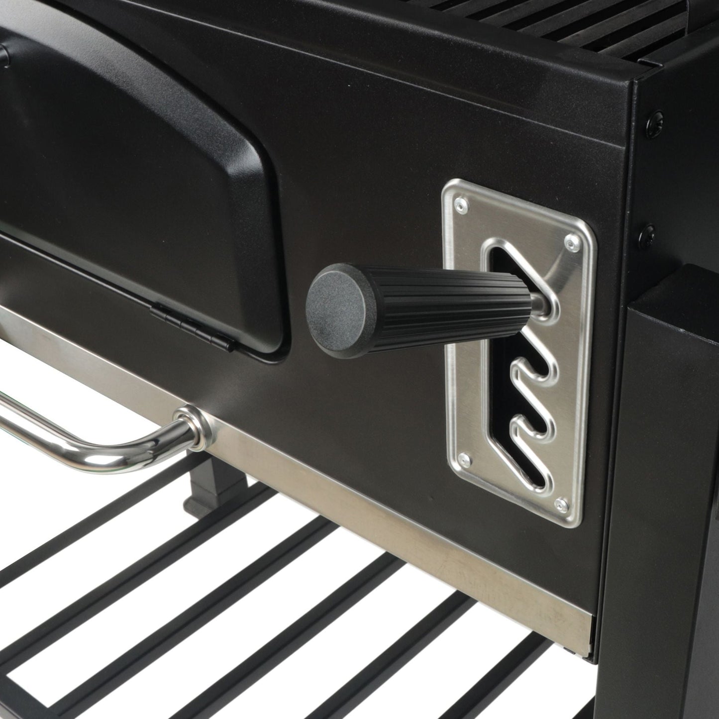 Grill Boss 32 Inch Charcoal BBQ Grill, Side Shelves, Built In Thermometer, Black