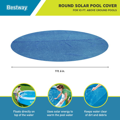Bestway Round Solar Pool Cover for 10’ Round Above Ground Swimming Pools, Blue