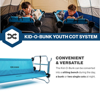 Disc-O-Bed Youth Double Cot Kid-O-Bunk w/ 200 Pound Capacity & Carry Bags, Teal