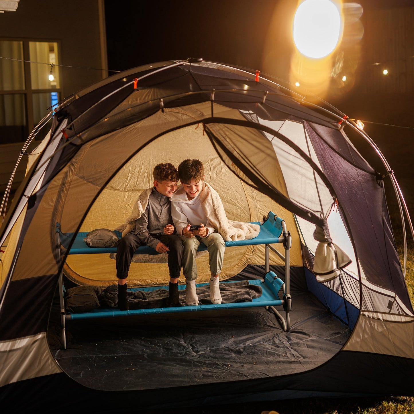 Disc-O-Bed Youth Double Cot Kid-O-Bunk w/ 200 Pound Capacity & Carry Bags, Teal