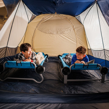 Disc-O-Bed Youth Double Cot Kid-O-Bunk w/ 200 Pound Capacity & Carry Bags, Teal
