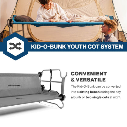 Disc-O-Bed Youth Double Cot Kid-O-Bunk, Storage Organizers & Carry Bag, Grey