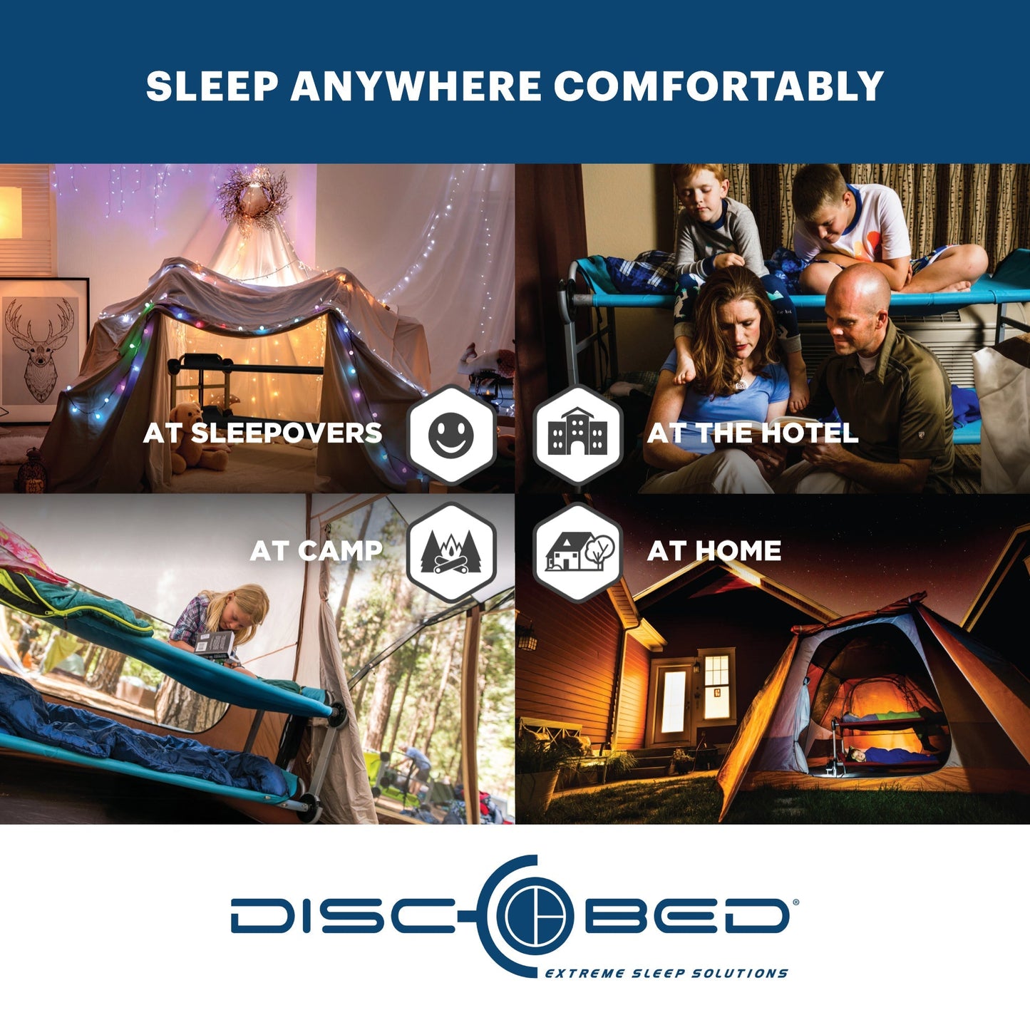 Disc-O-Bed Youth Double Cot Kid-O-Bunk, Storage Organizers & Carry Bag, Grey