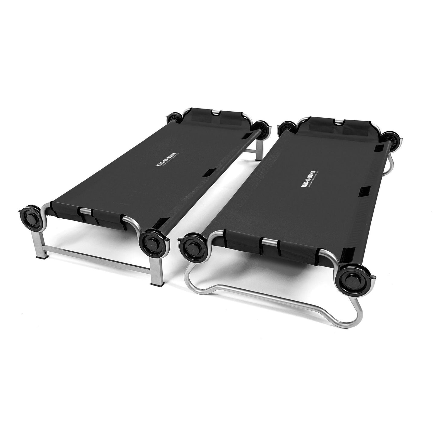 Disc-O-Bed Youth Double Cot Kid-O-Bunk w/ 200 Pound Capacity & Carry Bags, Black