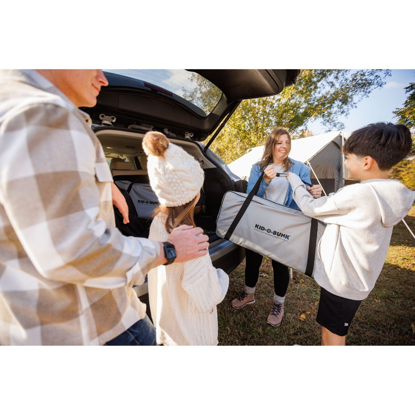 Disc-O-Bed Youth Double Cot Kid-O-Bunk w/ 200 Pound Capacity & Carry Bags, Black