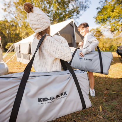 Disc-O-Bed Youth Double Cot Kid-O-Bunk w/ 200 Pound Capacity & Carry Bags, Black