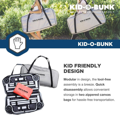 Disc-O-Bed Youth Double Cot Kid-O-Bunk w/ 200 Pound Capacity & Carry Bags, Red