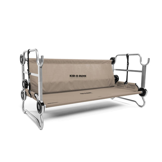 Disc-O-Bed Youth Double Cot Kid-O-Bunk w/ 200 Pound Capacity & Carry Bags, Tan