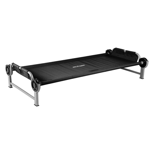 Disc-O-Bed Youth Single Cot Kid-O-Bed with Storage Organizer & Carry Bag, Black