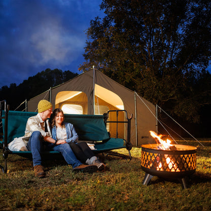 Disc-O-Bed Extra Large Outdoor Convertible 2 Person Portable Camping Cots, Green