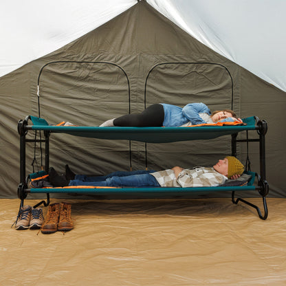 Disc-O-Bed Extra Large Outdoor Convertible 2 Person Portable Camping Cots, Green