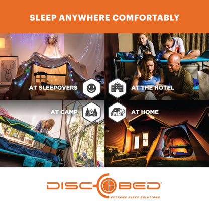 Disc-O-Bed Extra Large Outdoor Convertible 2 Person Portable Camping Cots, Black