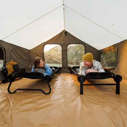 Disc-O-Bed Extra Large Outdoor Convertible 2 Person Portable Camping Cots, Black