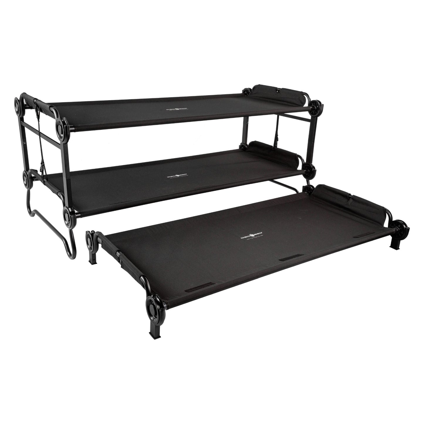 Disc-O-Bed Trundle Cot for XL or 2XL Bunk System with Zippered Carry Bag, Black