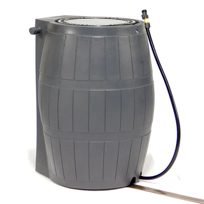 FCMP Outdoor RC4000 50 Gallon Outdoor Rain Water Catcher Barrel Container, Grey
