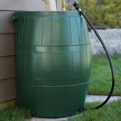 FCMP Outdoor RC4000 50 Gallon Outdoor Rain Water Catcher Barrel Container, Green