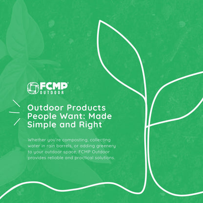 FCMP Outdoor RC4000 50 Gallon Outdoor Rain Water Catcher Barrel Container, Green