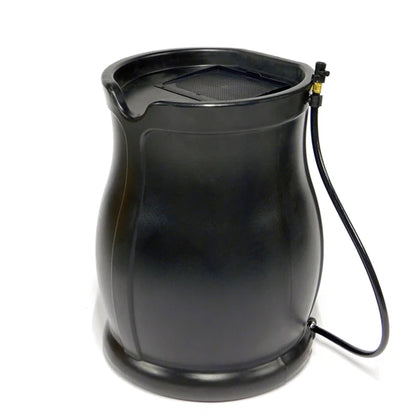 FCMP Outdoor Catalina 45 Gallon Water Catcher Rain Barrel w/ Flat Back, Black