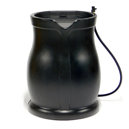 FCMP Outdoor Catalina 45 Gallon Water Catcher Rain Barrel w/ Flat Back, Black
