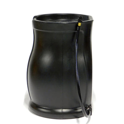 FCMP Outdoor Catalina 45 Gallon Water Catcher Rain Barrel w/ Flat Back, Black