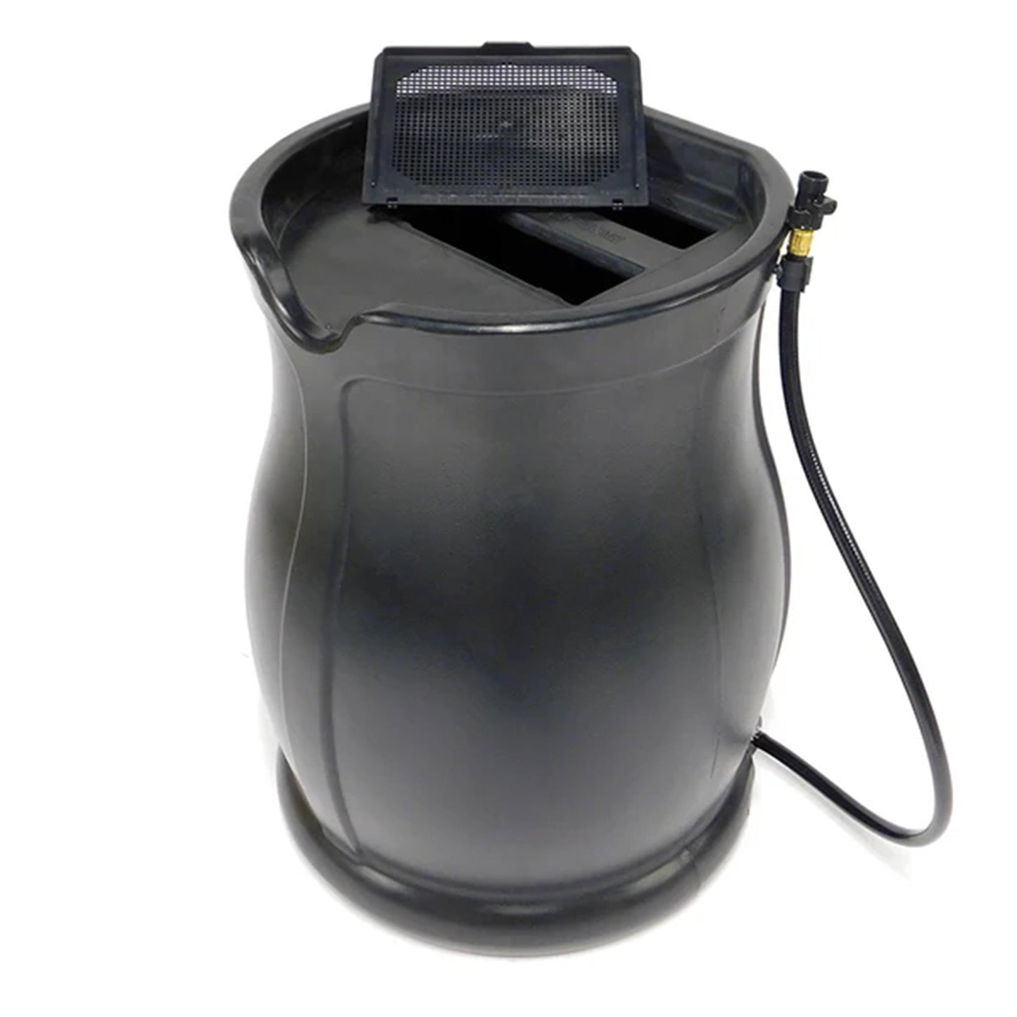 FCMP Outdoor Catalina 45 Gallon Water Catcher Rain Barrel w/ Flat Back, Black