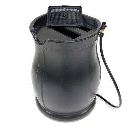 FCMP Outdoor Catalina 45 Gallon Water Catcher Rain Barrel w/ Flat Back, Black