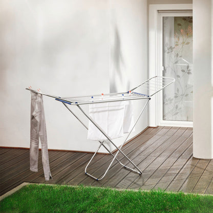 Leifheit Siena 180 Classic Lightweight Foldable Clothes Drying Rack, Silver