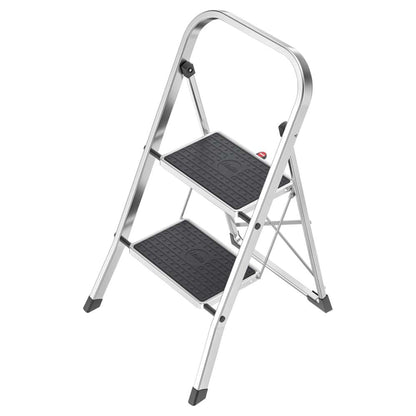 Hailo 2-Tread Household Step Stool, 11.8" Wide Step, 330 lb Capacity, Silver