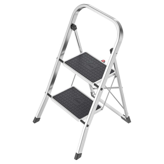 Hailo 2-Tread Household Step Stool, 11.8" Wide Step, 330 lb Capacity, Silver