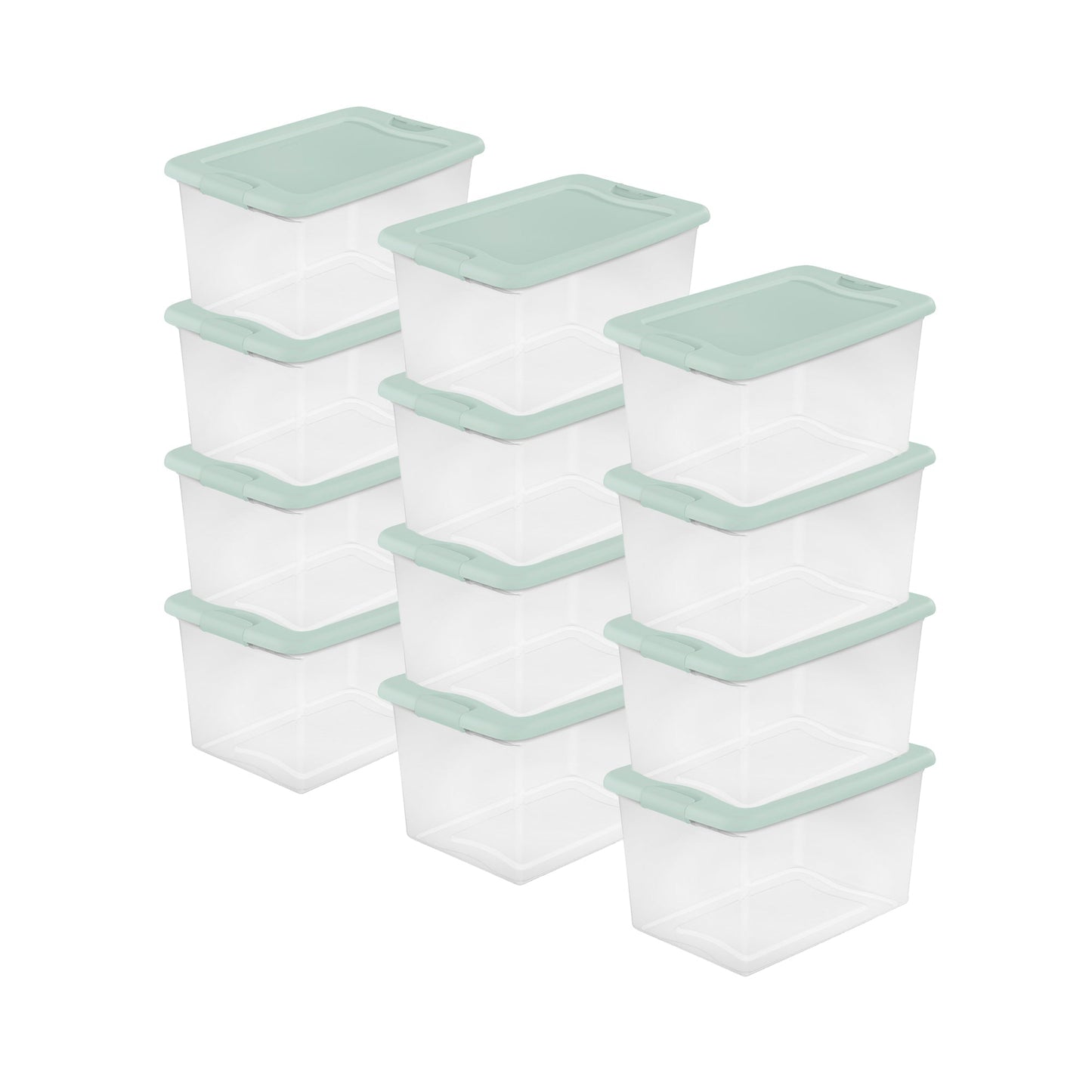 Sterilite 12 Pack 64 Qt Latching Box, Plastic Storage Bin with Lid, Mindful Mint