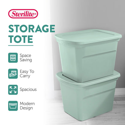 Sterilite 32 Pack 18 Gal Plastic Stackable Storage Container w/Lid, Mindful Mint