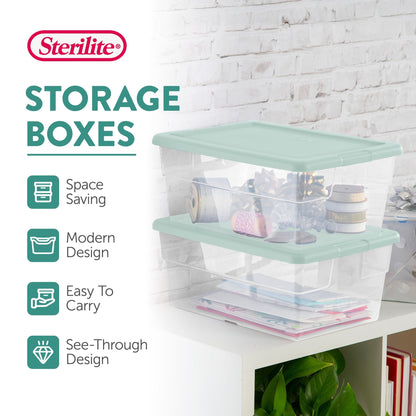 Sterilite 24 Pack 16 Quart Stacking Storage Box Container Tub with Lid, Clear