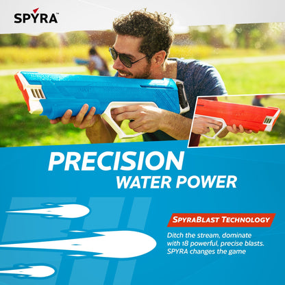 SPYRA Manual Water Blaster, Outdoor Squirt Gun for Pool Games, SpyraLX, Blue
