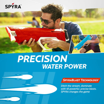 SPYRA Manual Water Blaster, Outdoor Squirt Gun for Pool Games, SpyraLX, Red