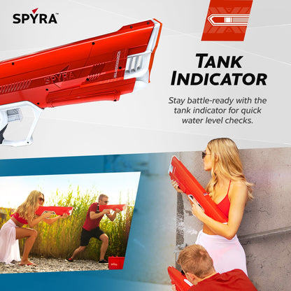 SPYRA Manual Water Blaster, Outdoor Squirt Gun for Pool Games, SpyraLX, Red