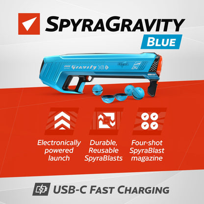 SPYRA Electric Water Bomb Launcher LED Display & 52 Ft Range, SpyraGravity, Blue