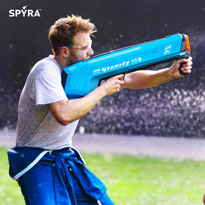 SPYRA Electric Water Bomb Launcher LED Display & 52 Ft Range, SpyraGravity, Blue