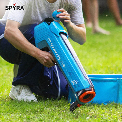 SPYRA Electric Water Bomb Launcher LED Display & 52 Ft Range, SpyraGravity, Blue