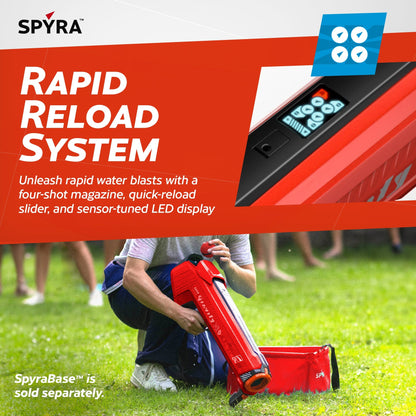 SPYRA Electric Water Bomb Launcher, LED Display & 52 Ft Range, SpyraGravity, Red