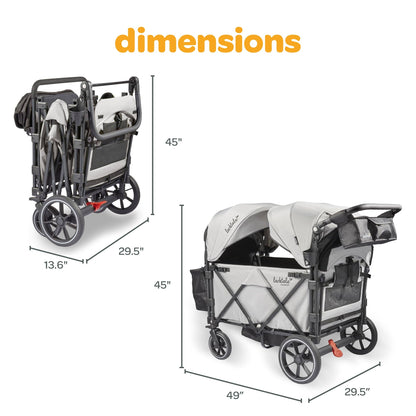 Larktale Caravan Quad Stroller, 4-Seater Wagon, 214 lb Capacity, Avalon Gray