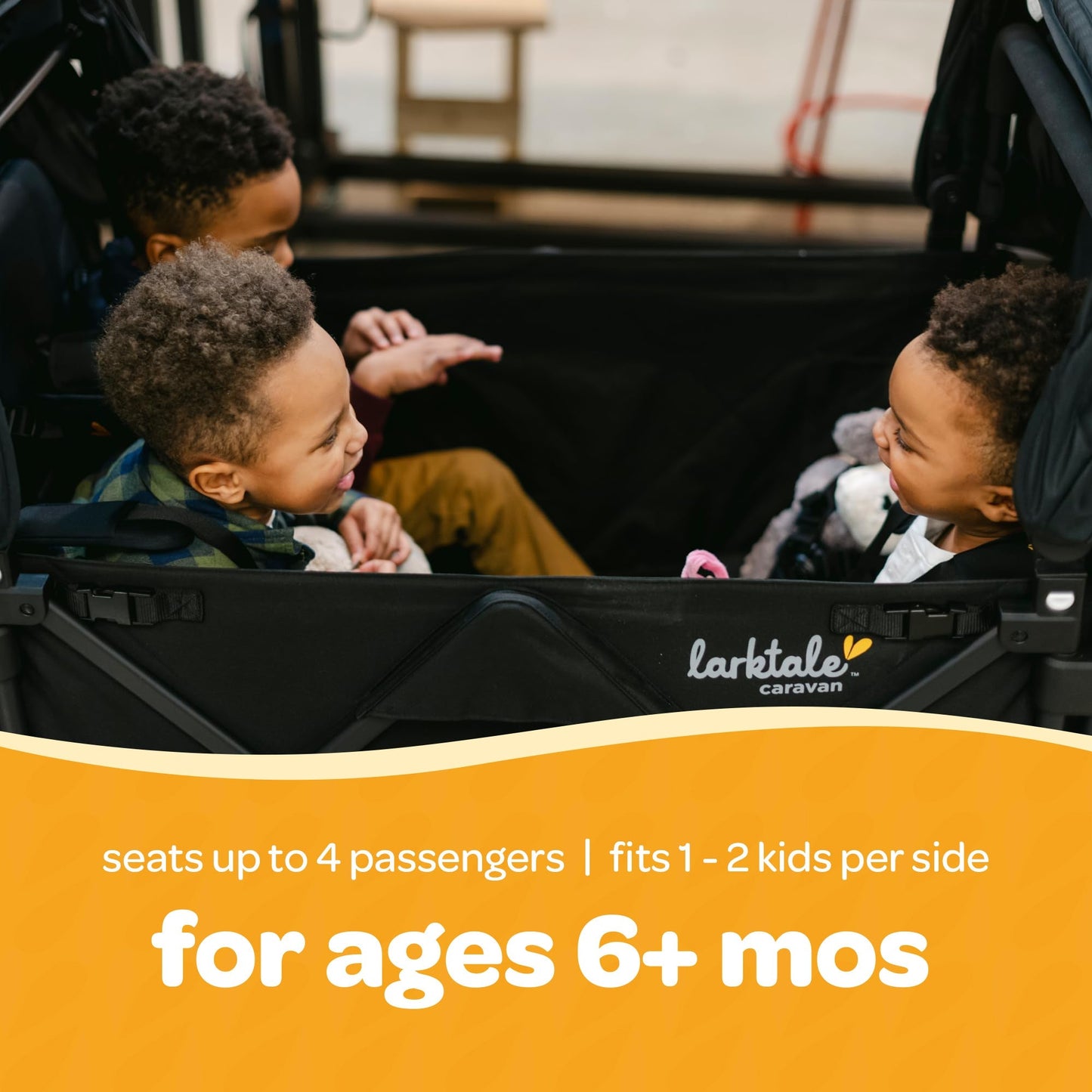 Larktale Caravan Quad Stroller, 4-Seater Wagon, 214 lb Capacity, Avalon Gray