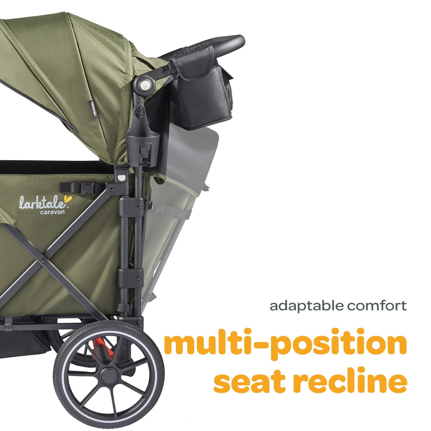 Larktale Caravan Quad Stroller, 4-Seater Wagon, 214 lb Capacity, Chelsea Green